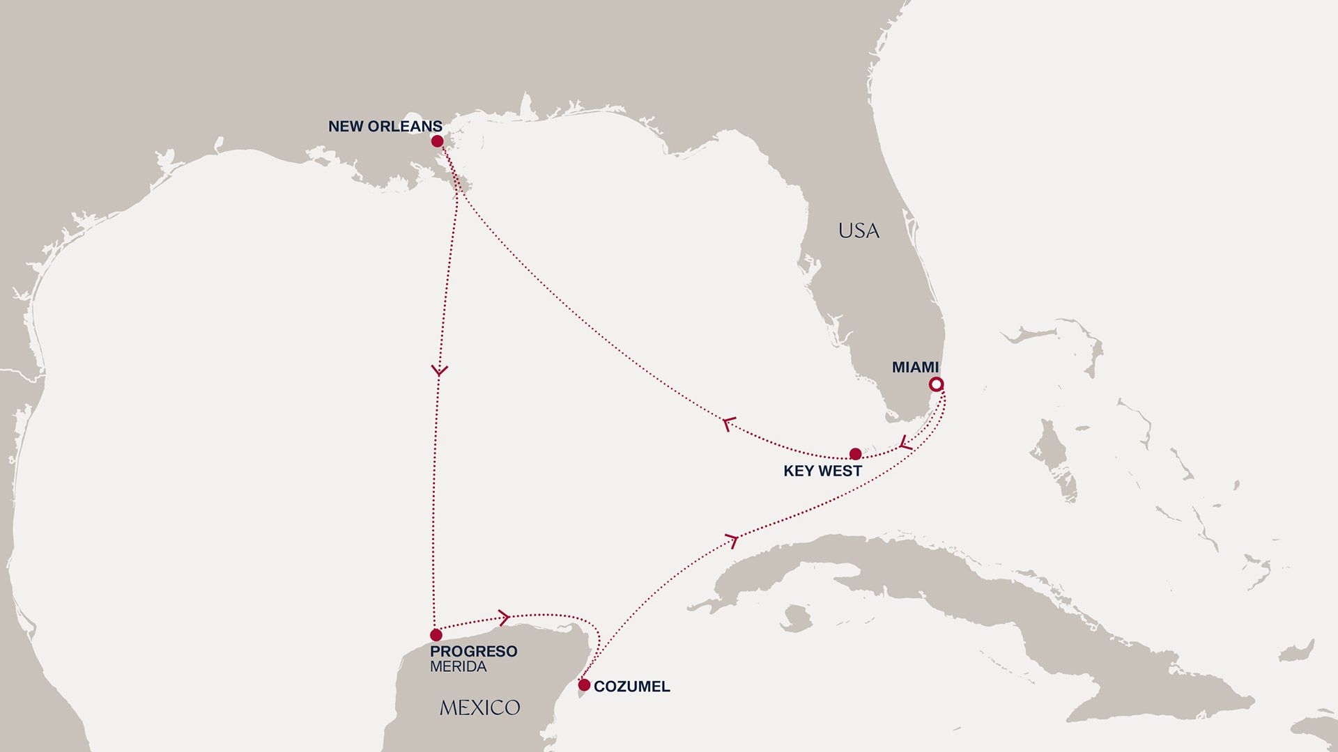 A Journey from Miami to Miami Itinerary Map