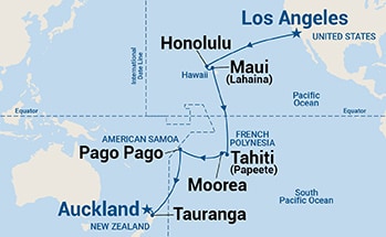 23-Day Hawaii, Tahiti & South Pacific Crossing Itinerary Map